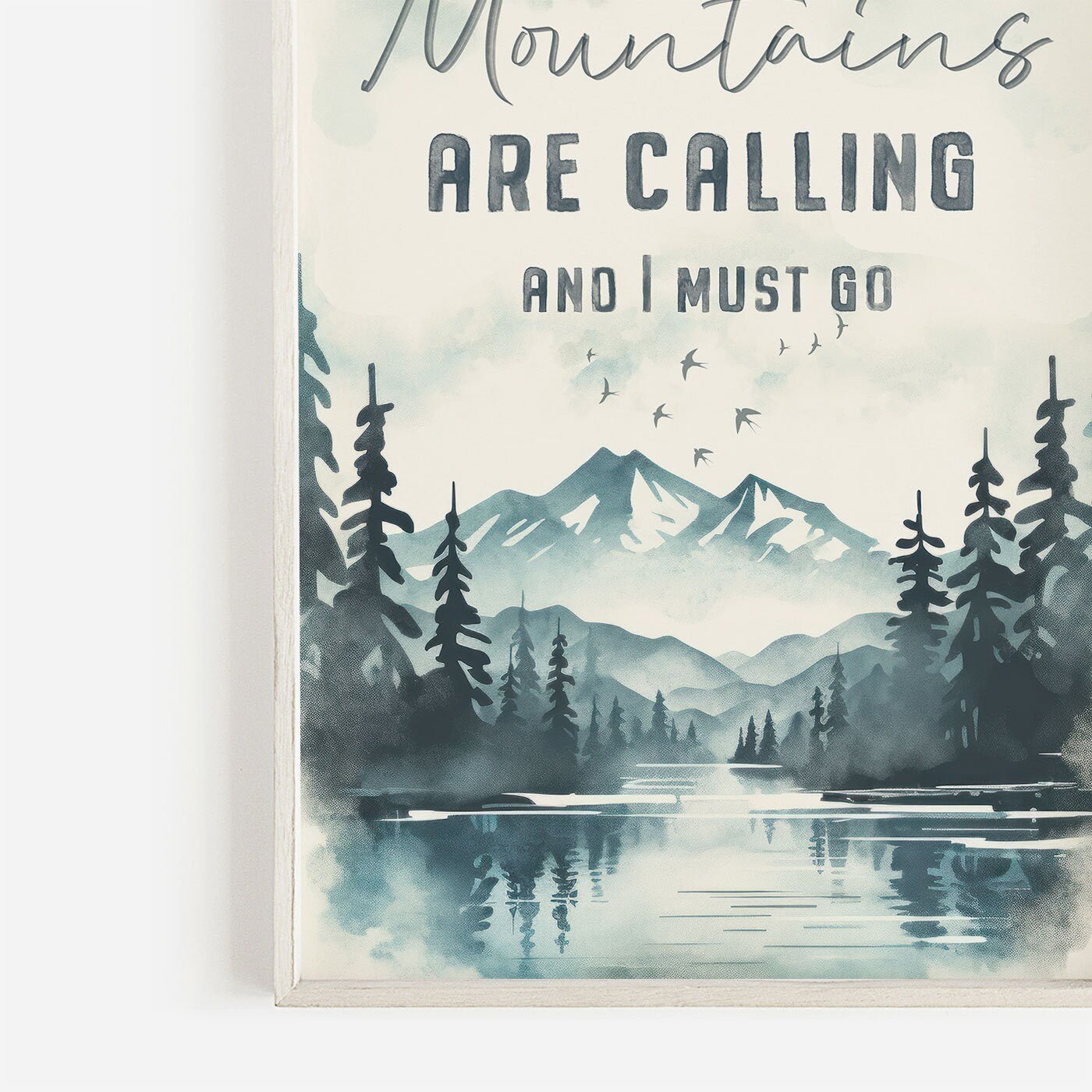 Adventure Quote Wall Art, The Mountains Are Calling, Nature Decor - WildfieldPrints