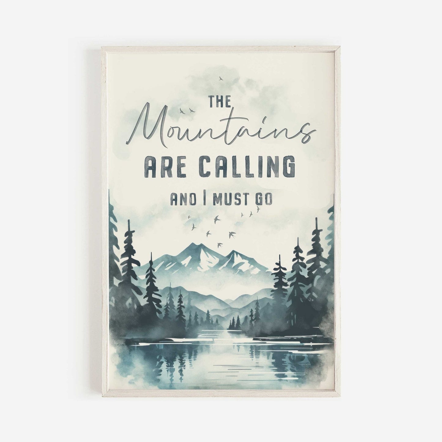 Adventure Quote Wall Art, The Mountains Are Calling, Nature Decor - WildfieldPrints