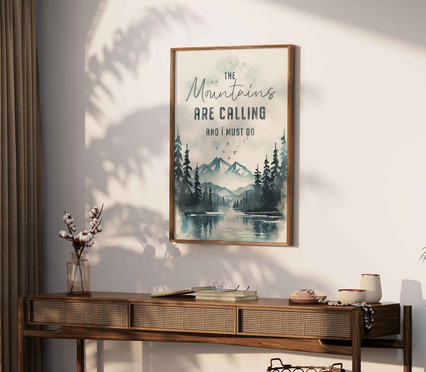 Adventure Quote Wall Art, The Mountains Are Calling, Nature Decor - WildfieldPrints