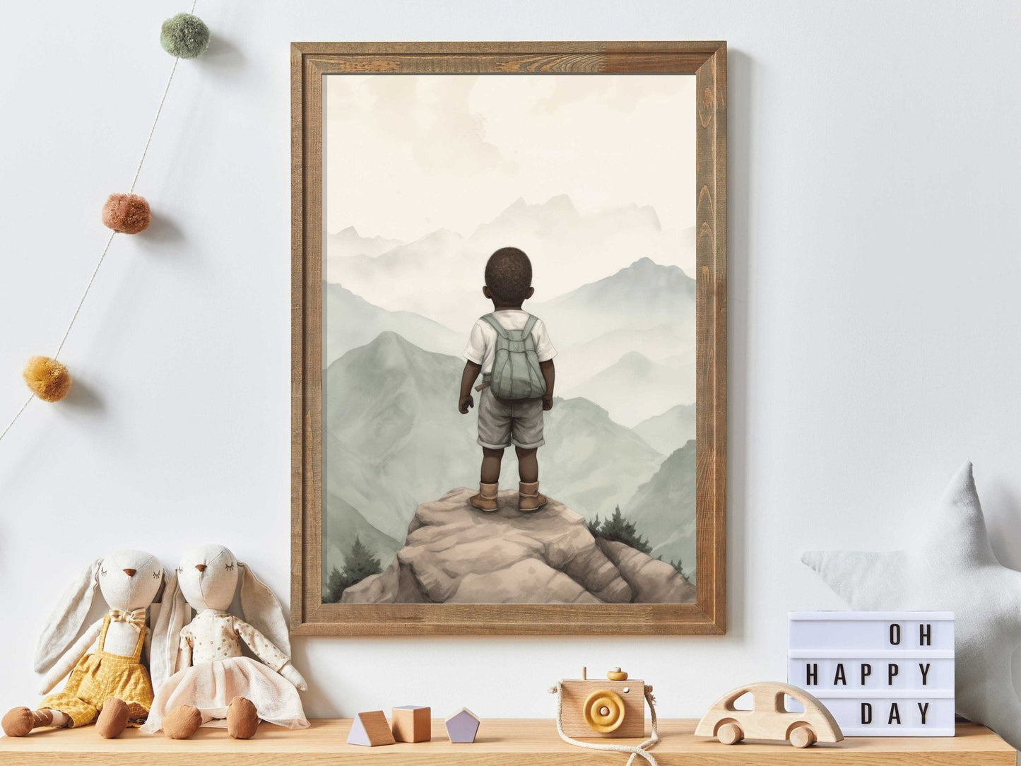 Adventure Toddler Decor, Black Kid Art, African American Nursery, Rustic Room Decor - WildfieldPrints