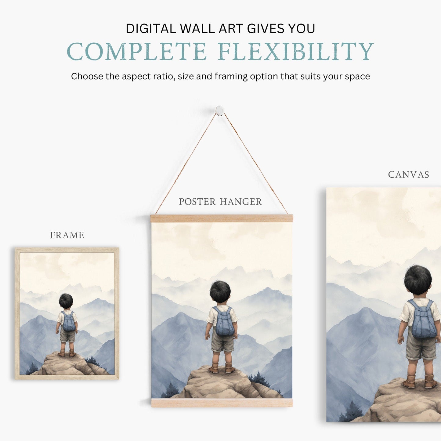 Adventure Toddler Decor, Blue Mountains Wall Art, Boys Room Nature Decor - WildfieldPrints