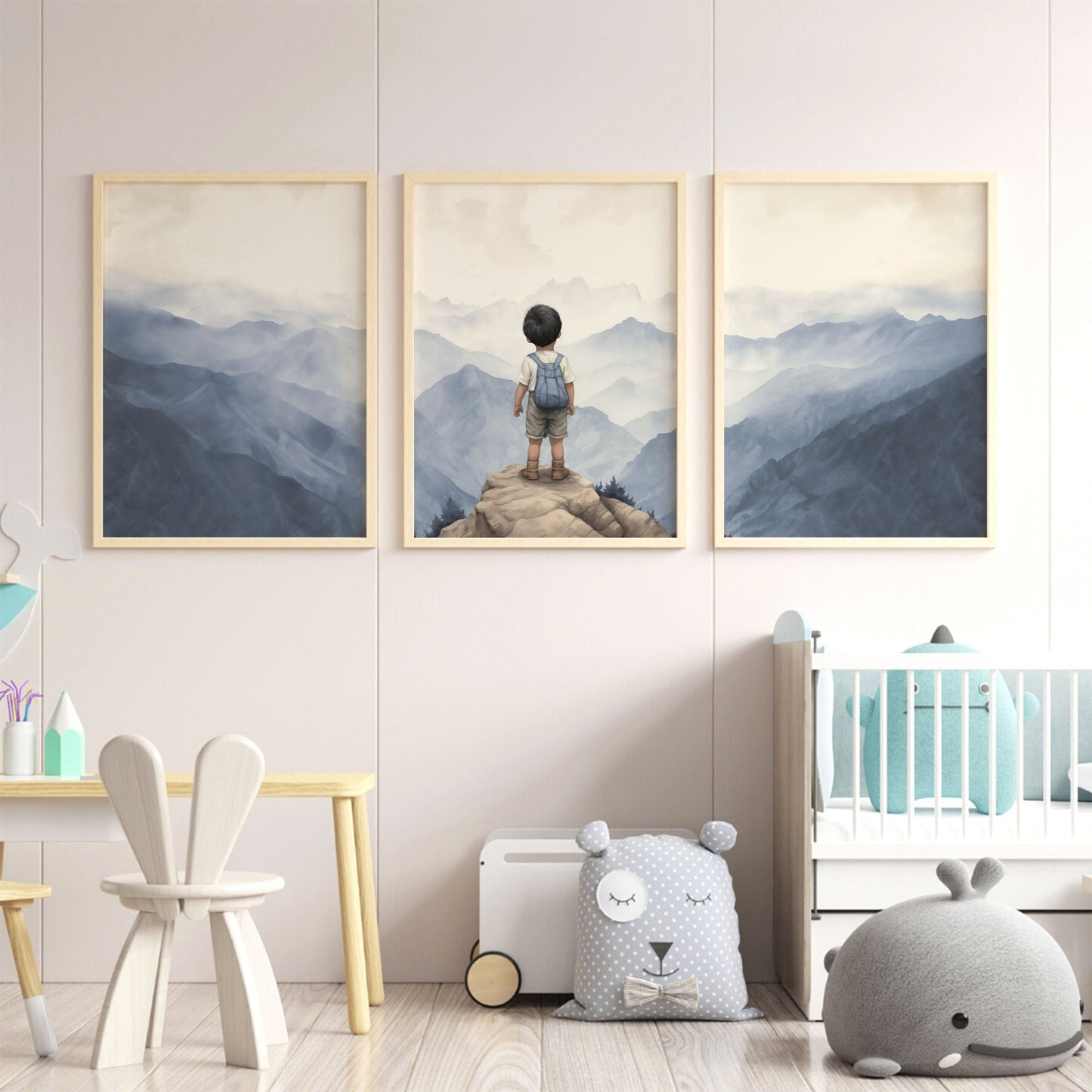 Adventure Toddler Decor, Blue Mountains Wall Art, Boys Room Nature Decor - WildfieldPrints