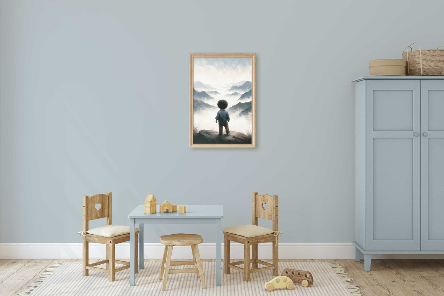 Adventure Toddler Decor, Mountain Nursery Wall Art, Black Boy Prints - WildfieldPrints