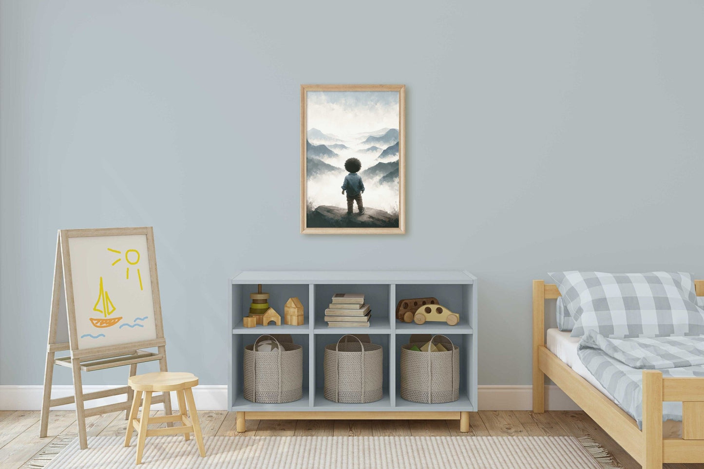 Adventure Toddler Decor, Mountain Nursery Wall Art, Black Boy Prints - WildfieldPrints