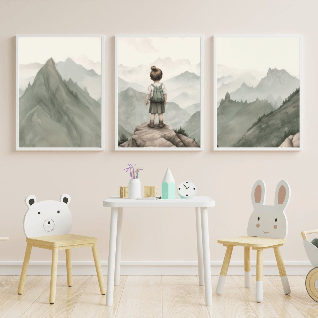 Adventure Toddler Decor, Vintage Nursery Art, Hiking Wall Print - WildfieldPrints