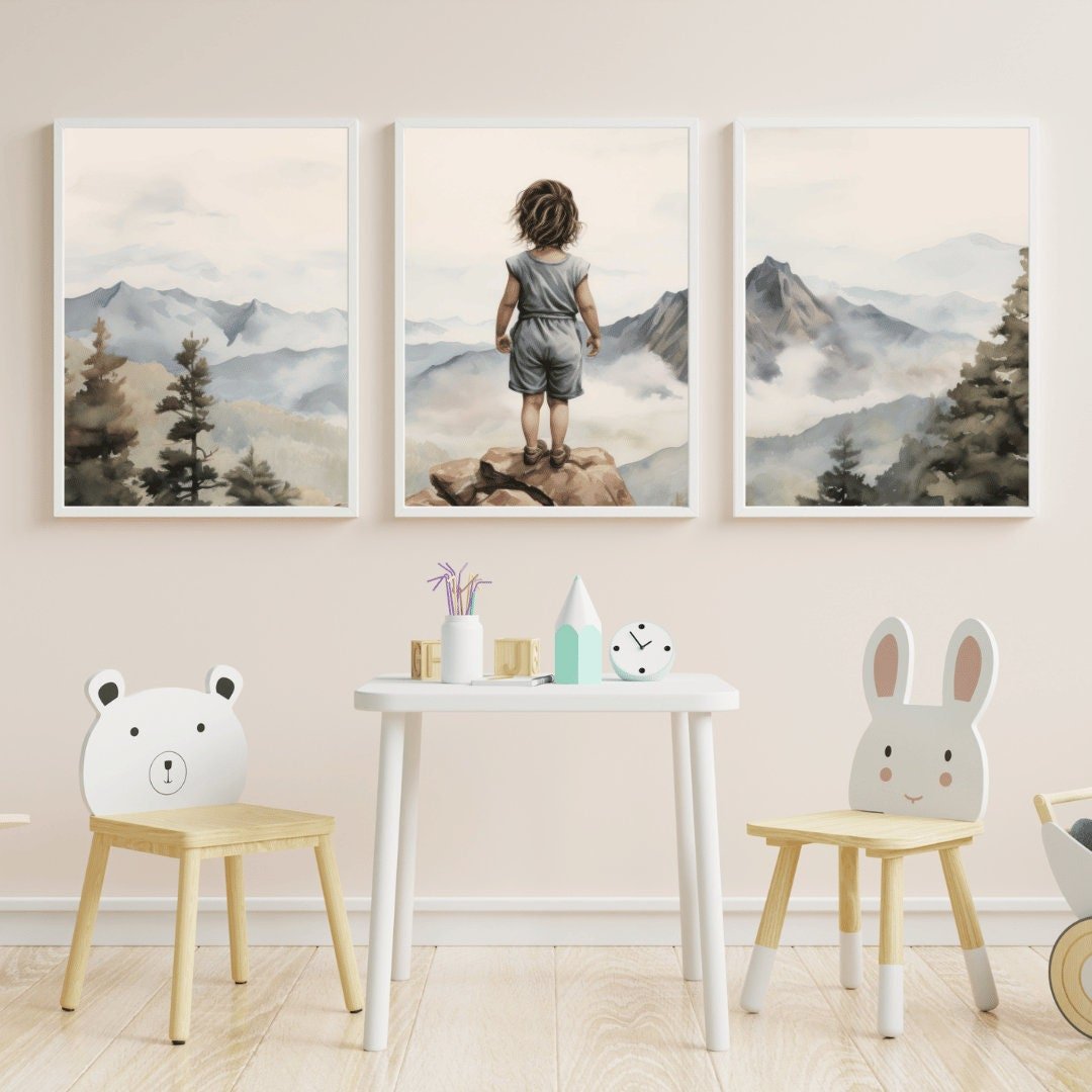 Adventure Toddler Decor, Vintage Nursery Wall Art, Camping & Hiking Theme - WildfieldPrints