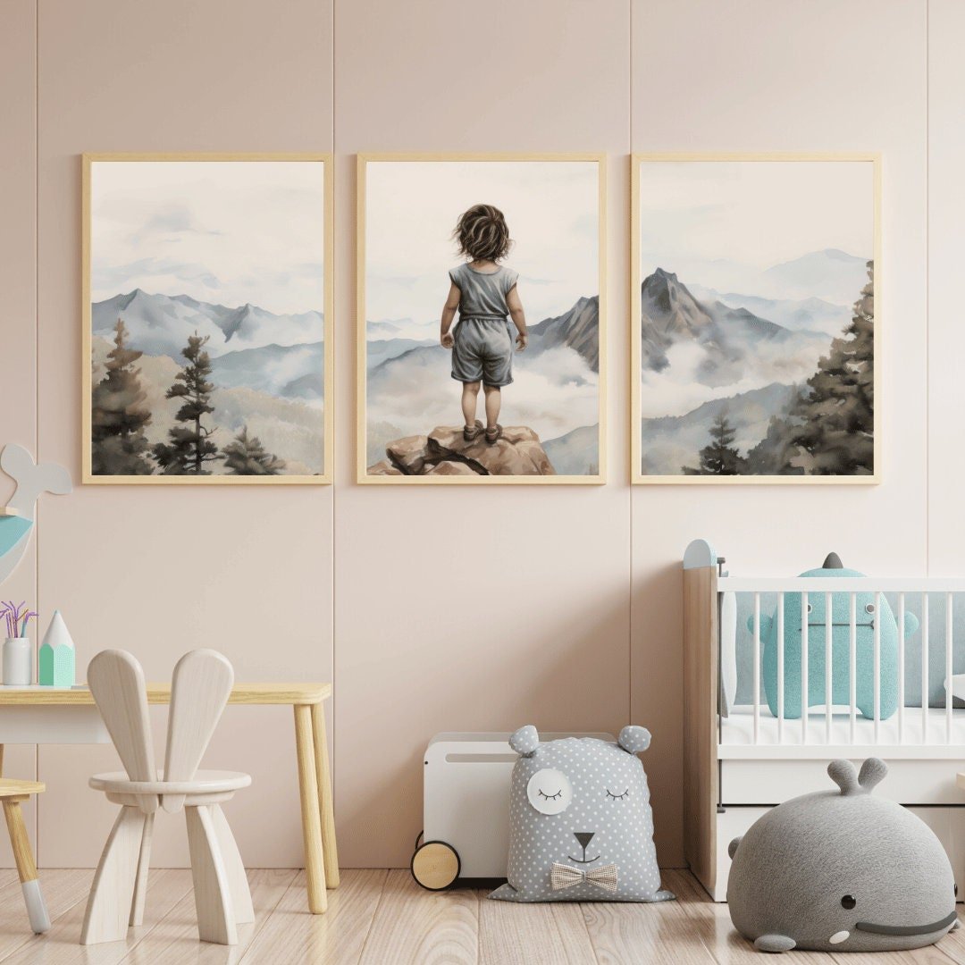 Adventure Toddler Decor, Vintage Nursery Wall Art, Camping & Hiking Theme - WildfieldPrints