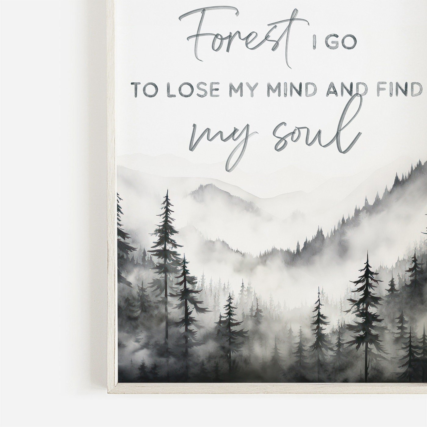 Adventure Wall Art, Nature Quote, Black & White Forest Print - WildfieldPrints