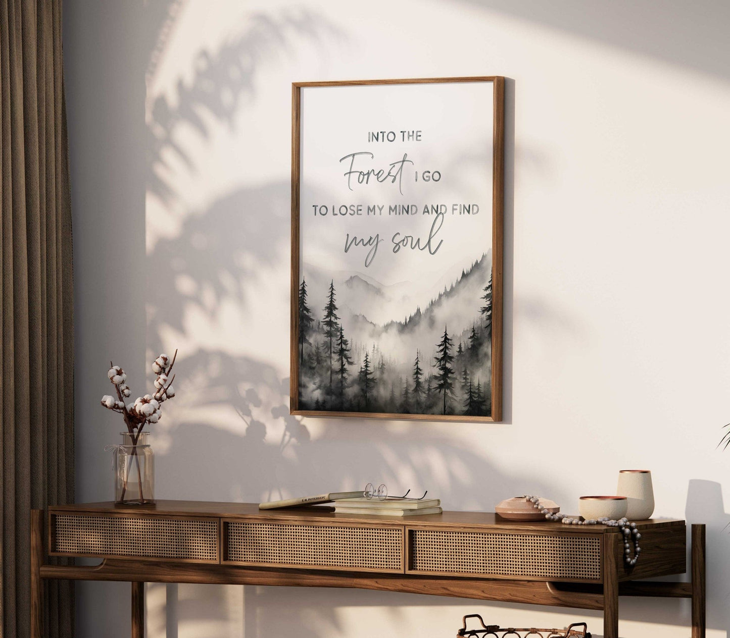 Adventure Wall Art, Nature Quote, Black & White Forest Print - WildfieldPrints