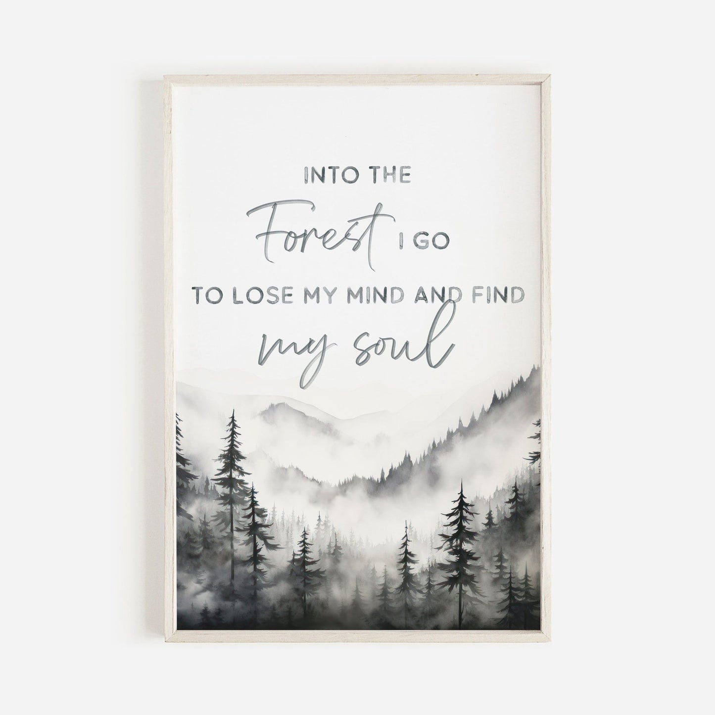 Adventure Wall Art, Nature Quote, Black & White Forest Print - WildfieldPrints