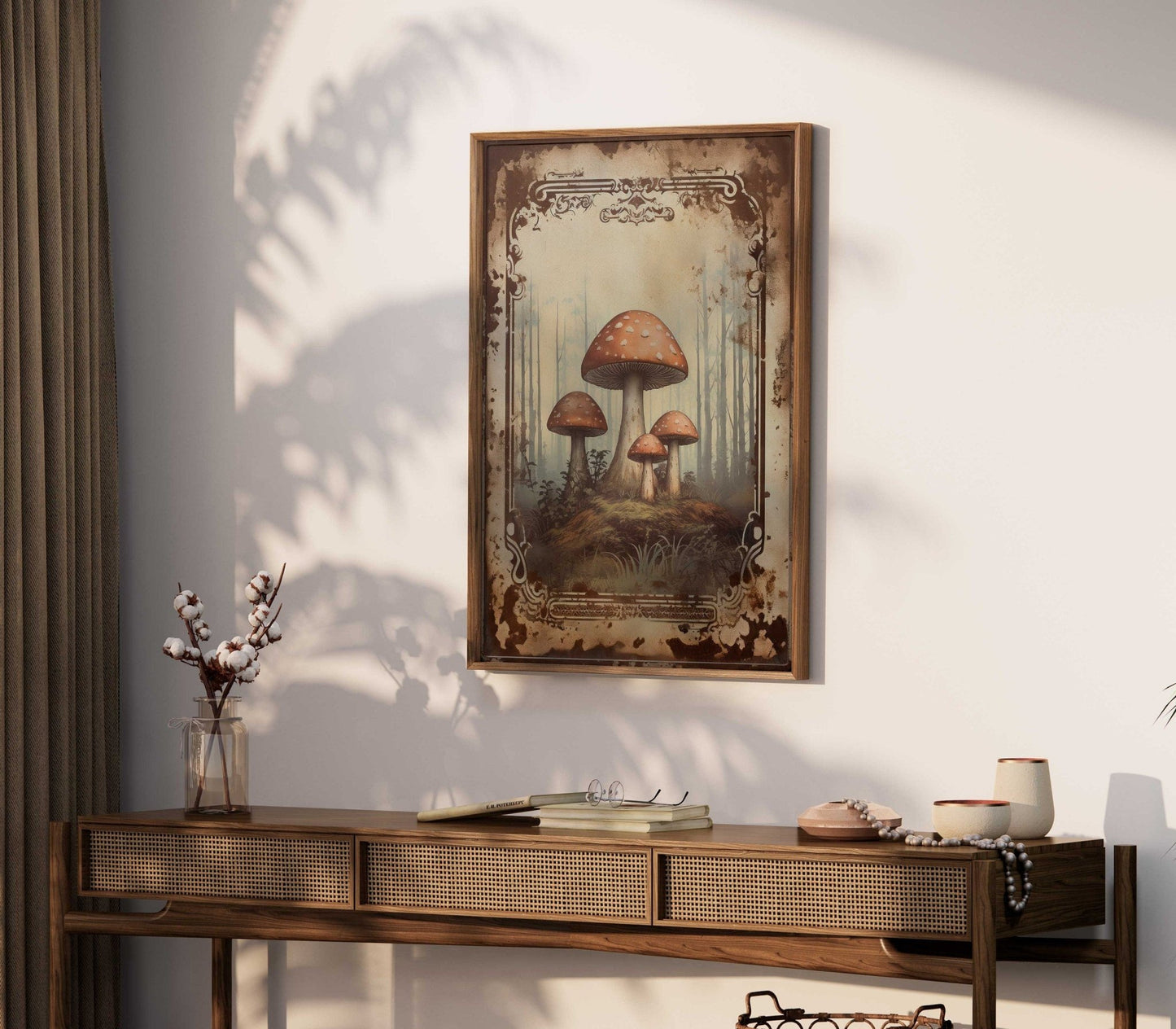 Amanita Mushroom Wall Art, Vintage Forest Decor, Rustic Nature Print - WildfieldPrints
