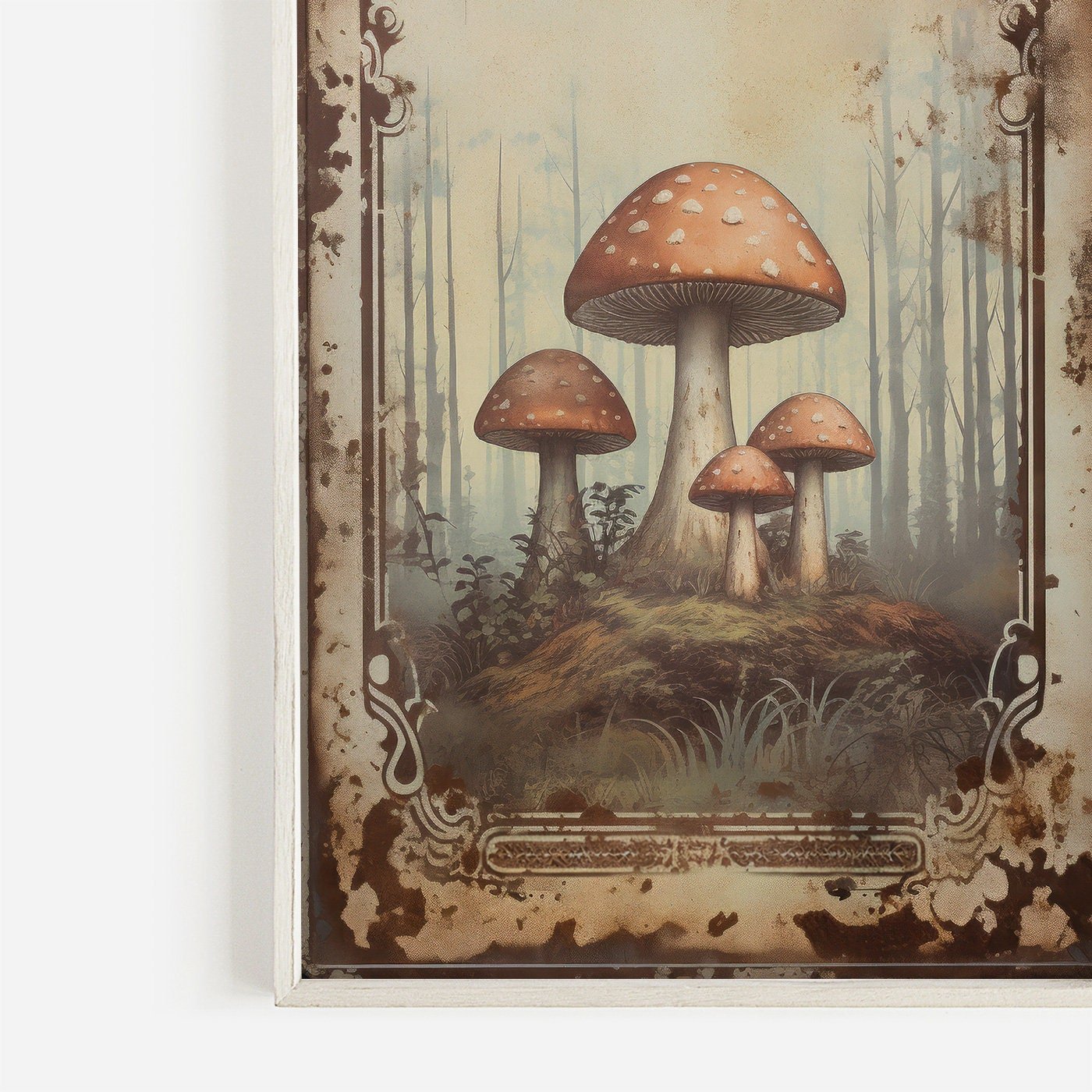 Amanita Mushroom Wall Art, Vintage Forest Decor, Rustic Nature Print - WildfieldPrints