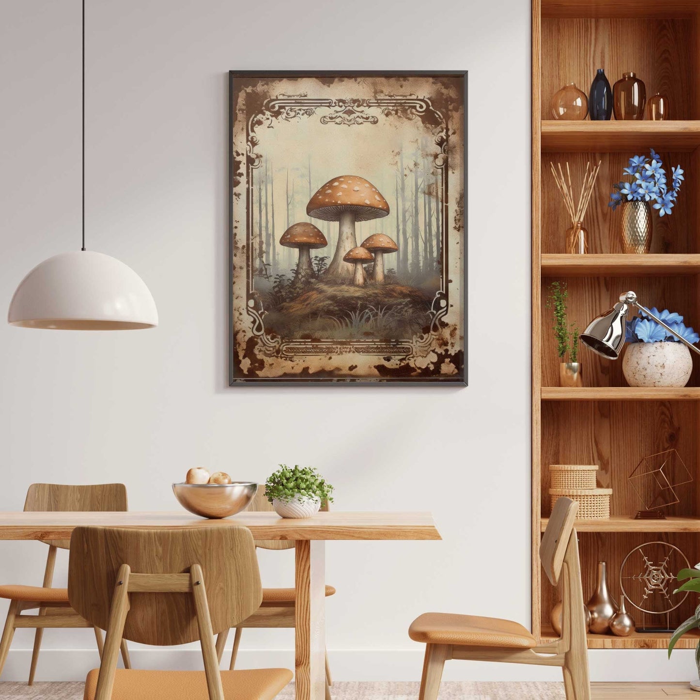 Amanita Mushroom Wall Art, Vintage Forest Decor, Rustic Nature Print - WildfieldPrints