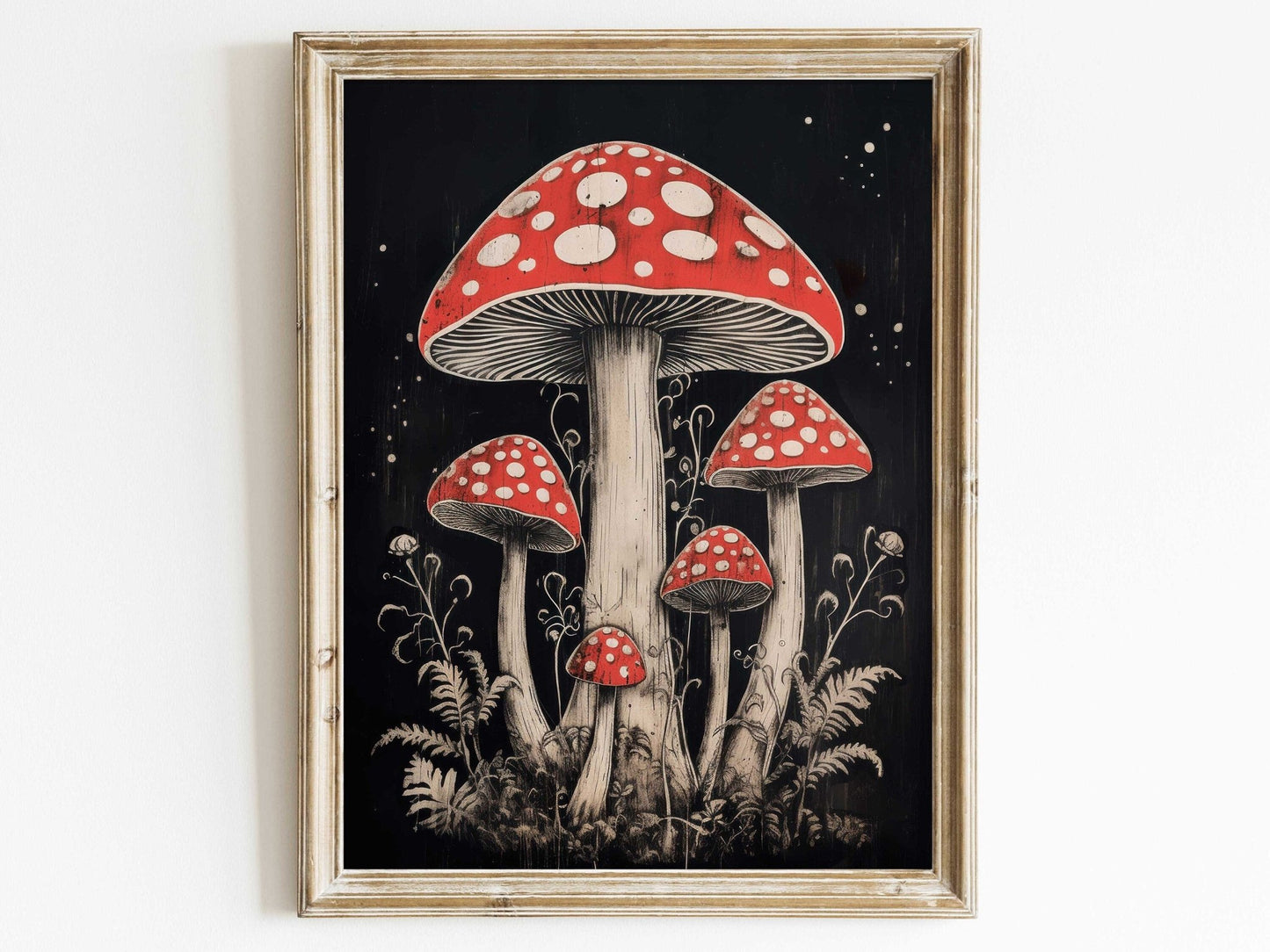 Amanita Mushroom Wall Art, Vintage Mushroom Decor, Fly Agaric Print - WildfieldPrints