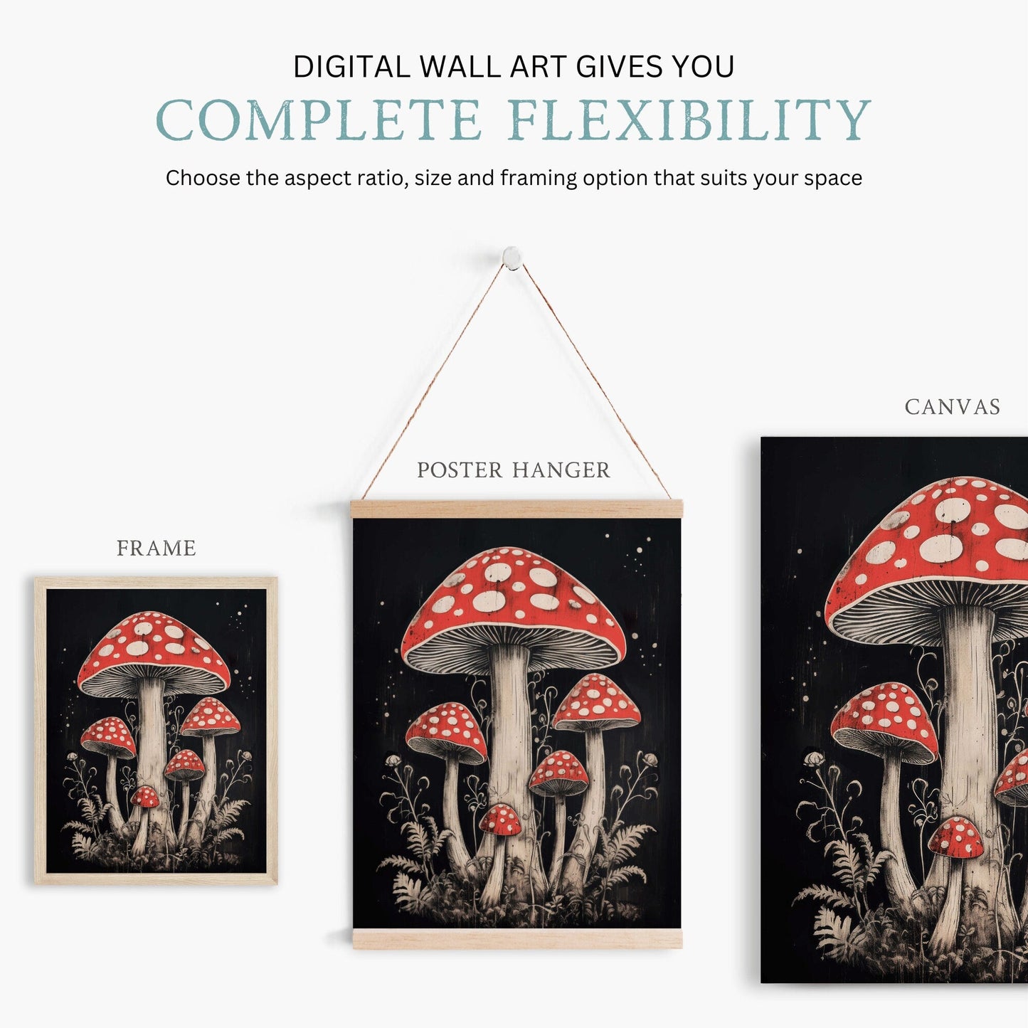 Amanita Mushroom Wall Art, Vintage Mushroom Decor, Fly Agaric Print - WildfieldPrints