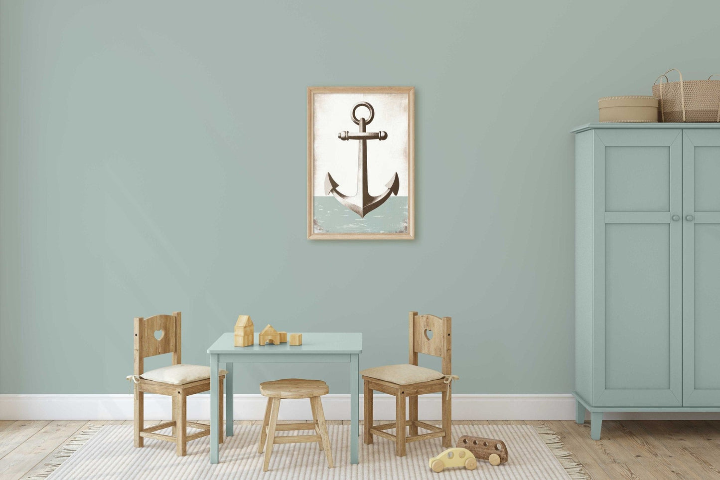 Anchor Nursery Print, Nautical Wall Art, Sage Green Maritime Decor - WildfieldPrints