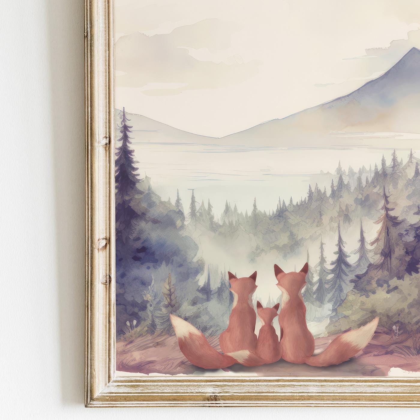 Animal Family Portrait, Fox Family Print, Woodland Nursery Decor - WildfieldPrints