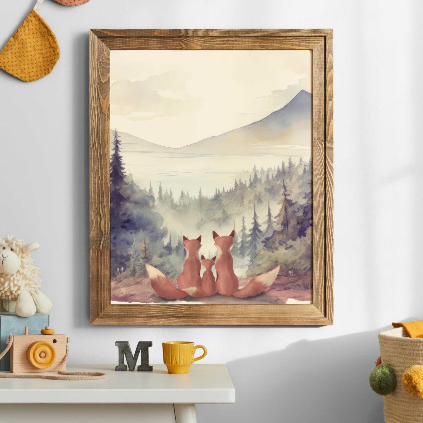 Animal Family Portrait, Fox Family Print, Woodland Nursery Decor - WildfieldPrints