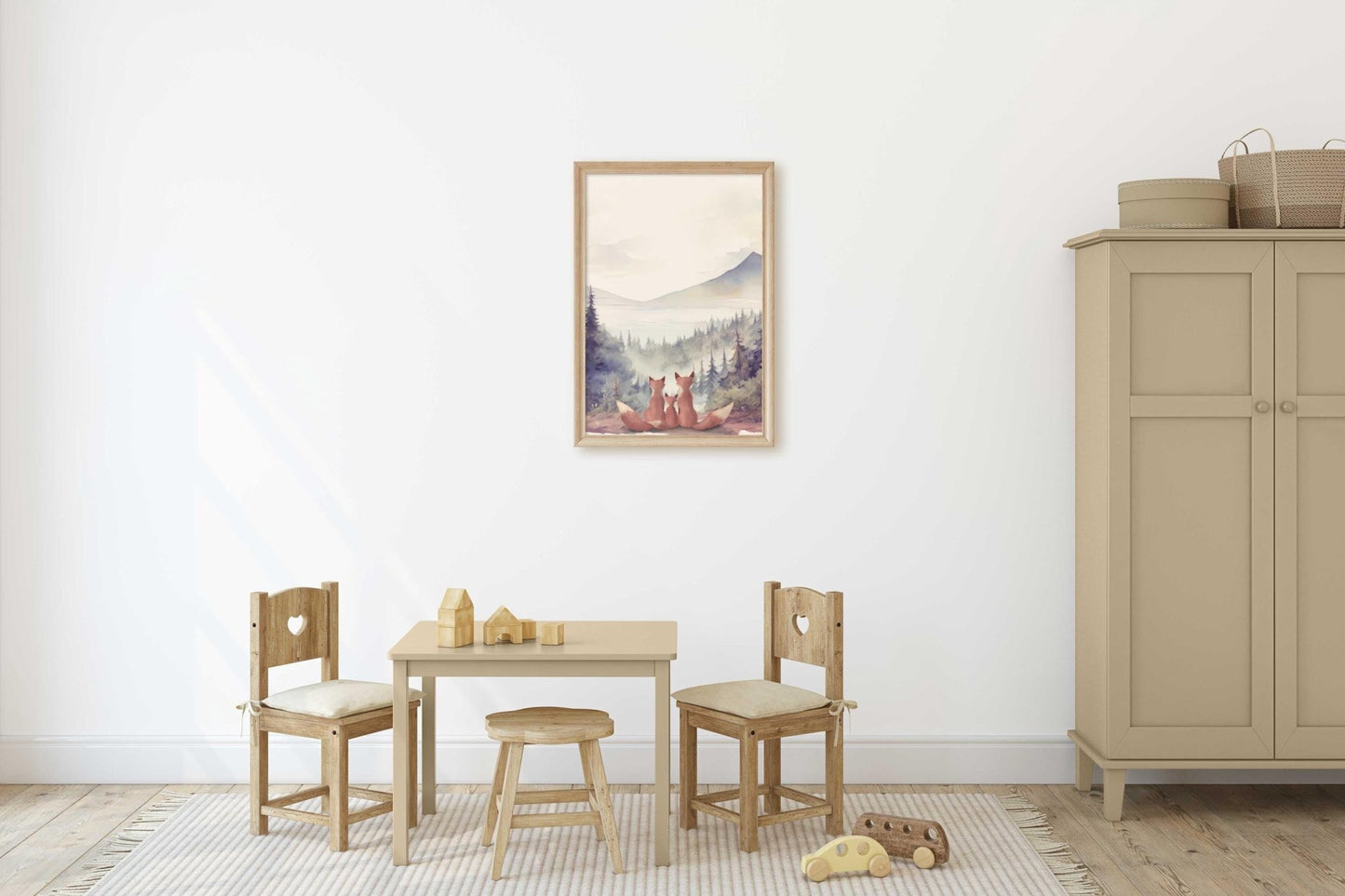 Animal Family Portrait, Fox Family Print, Woodland Nursery Decor - WildfieldPrints