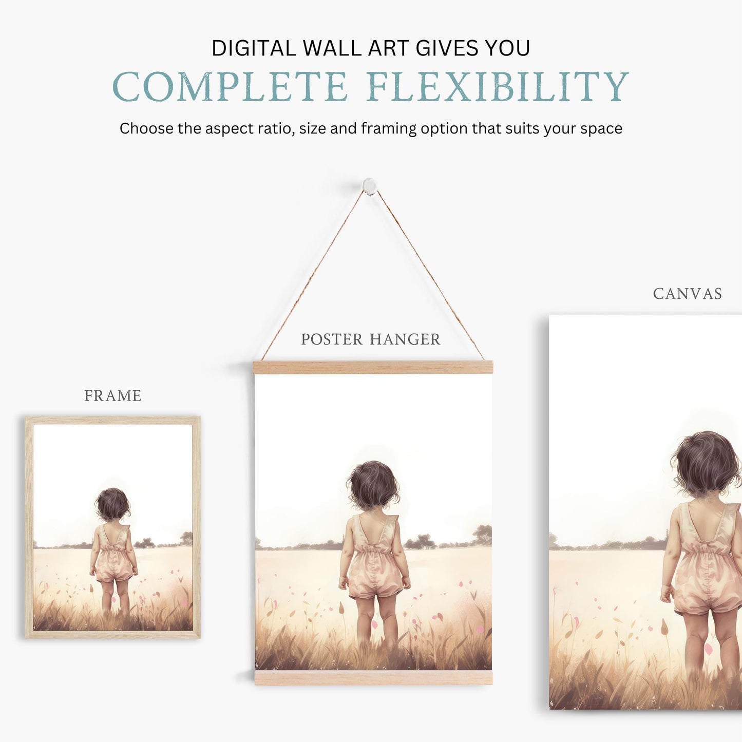 Animal Nursery Decor for Girls, Deer & Bunny Art, Wildflowers - WildfieldPrints