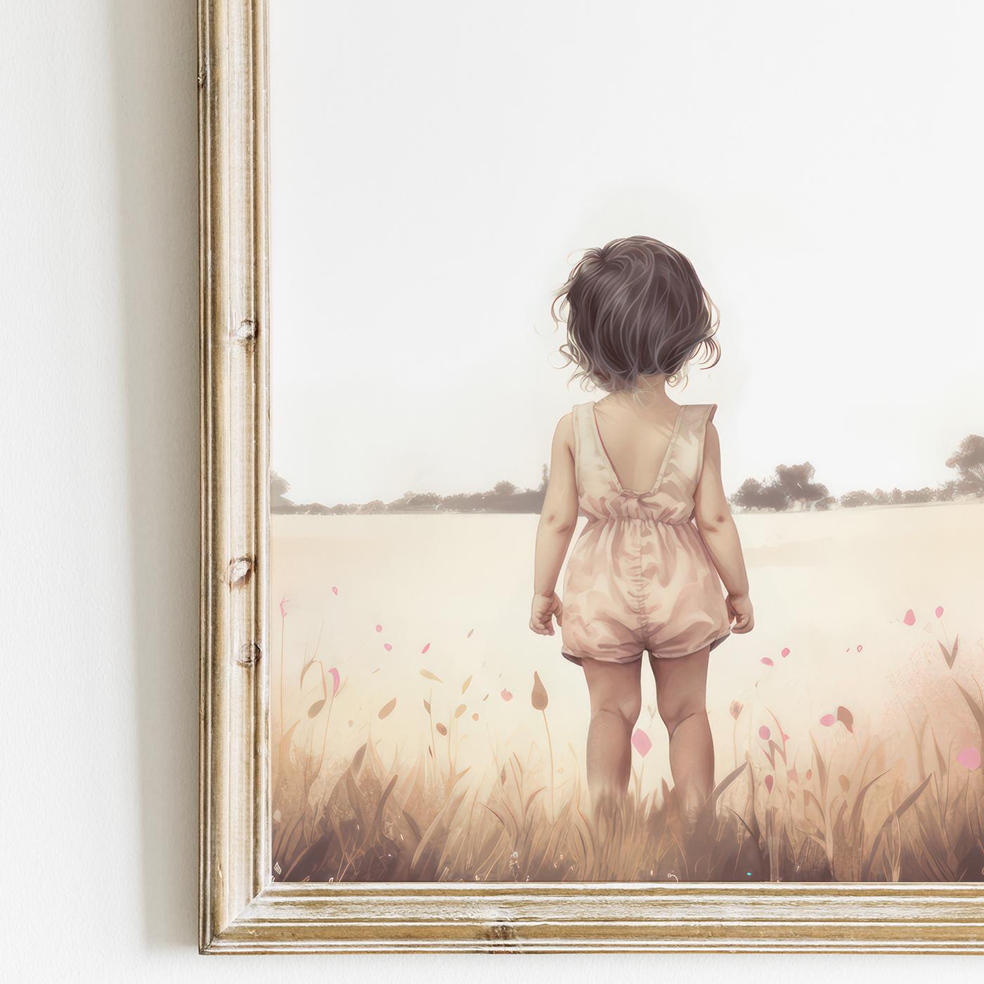 Animal Nursery Decor for Girls, Deer & Bunny Art, Wildflowers - WildfieldPrints