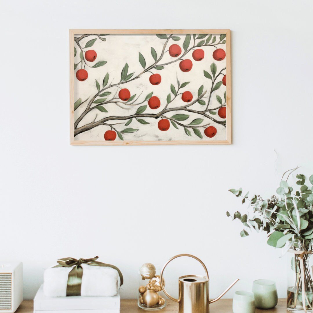 Apple Tree Art, Vintage Farmhouse Kitchen Decor, Rustic Wall Accent - WildfieldPrints