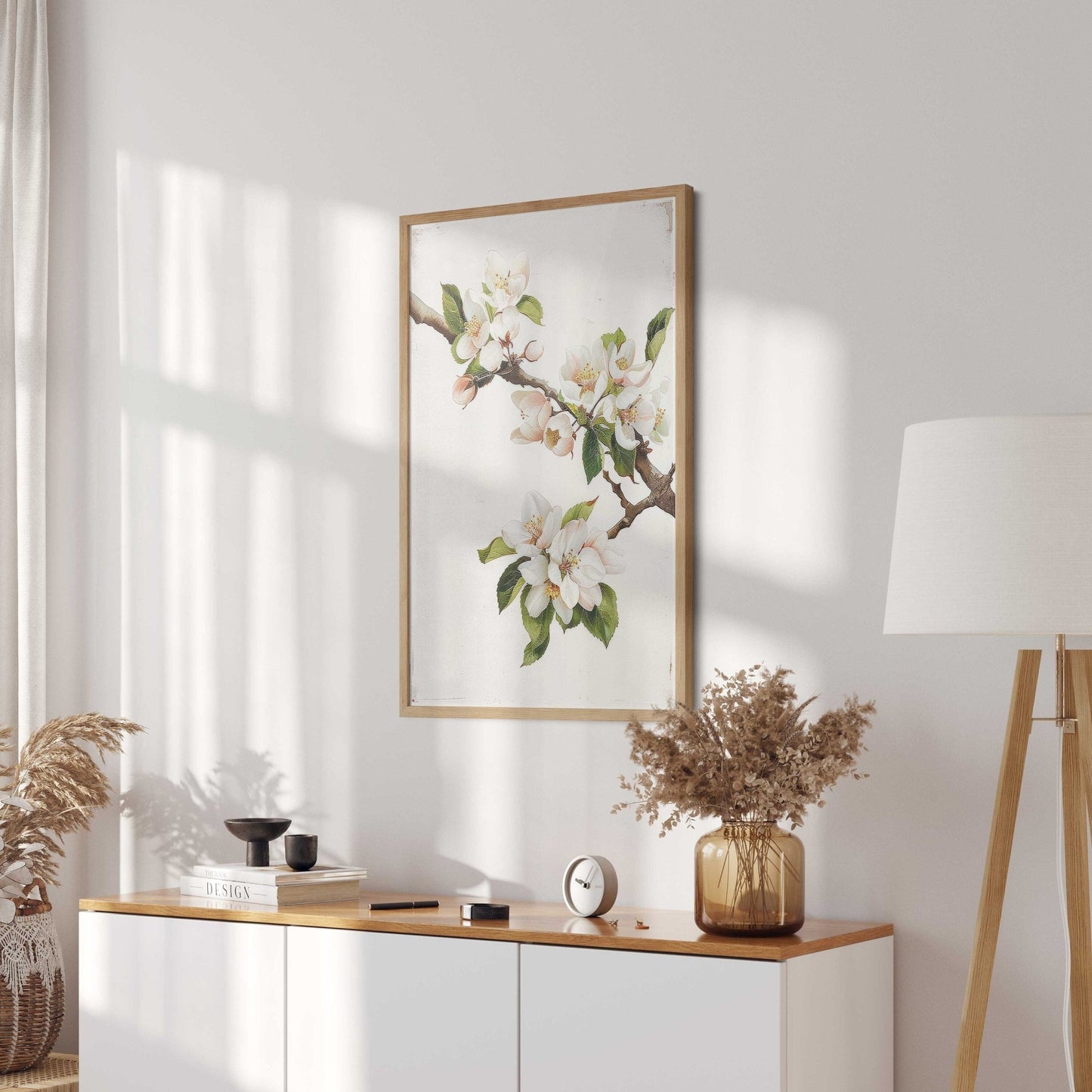 Apple Tree Branch Art, Rustic Floral Decor, Apple Blossom Design - WildfieldPrints