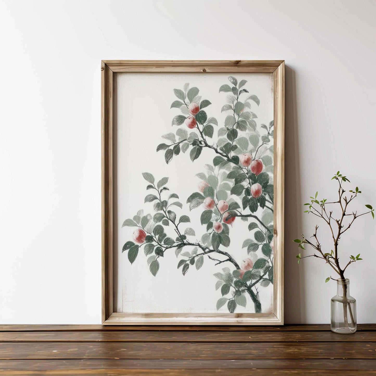 Apple Tree Branch Print, Vintage Kitchen Wall Decor, Rustic Nature Art - WildfieldPrints