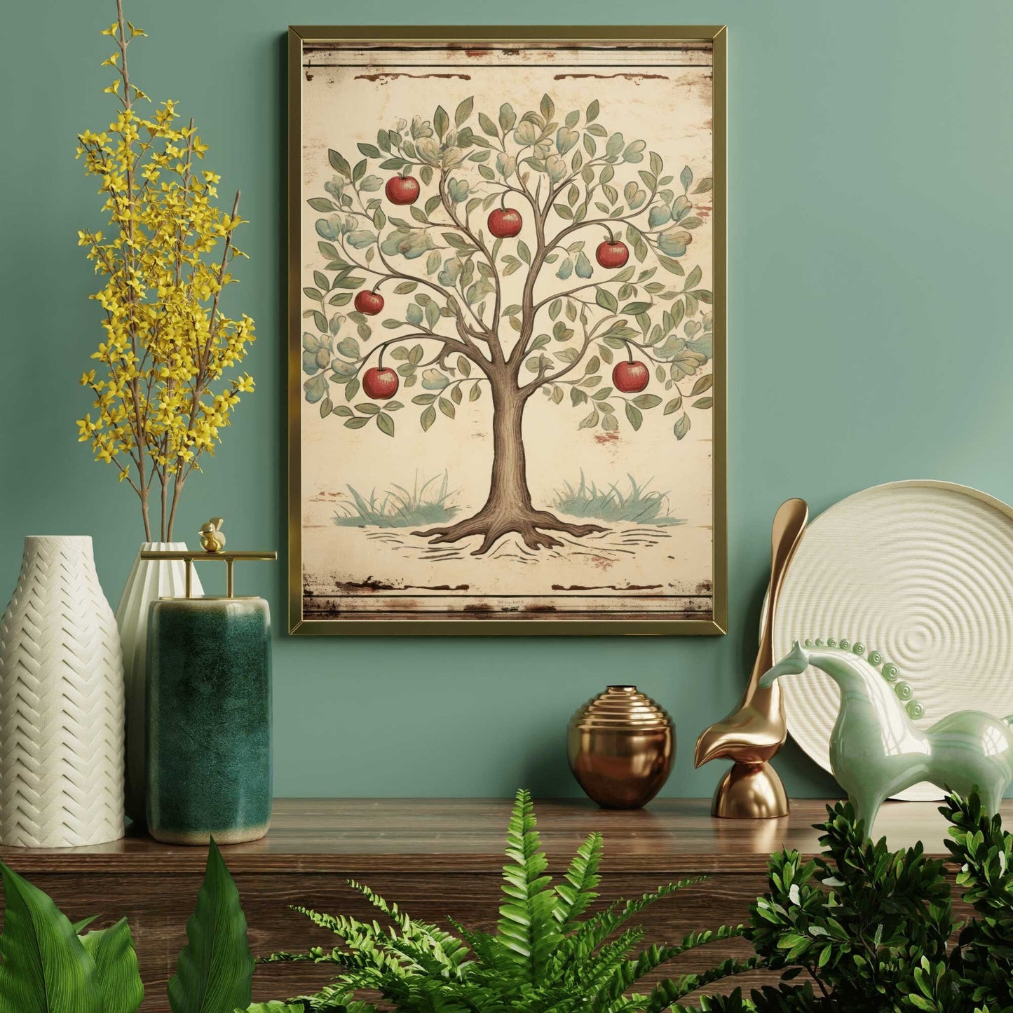 Apple Tree Print, Abstract Wall Art, Rustic Home Decor - WildfieldPrints