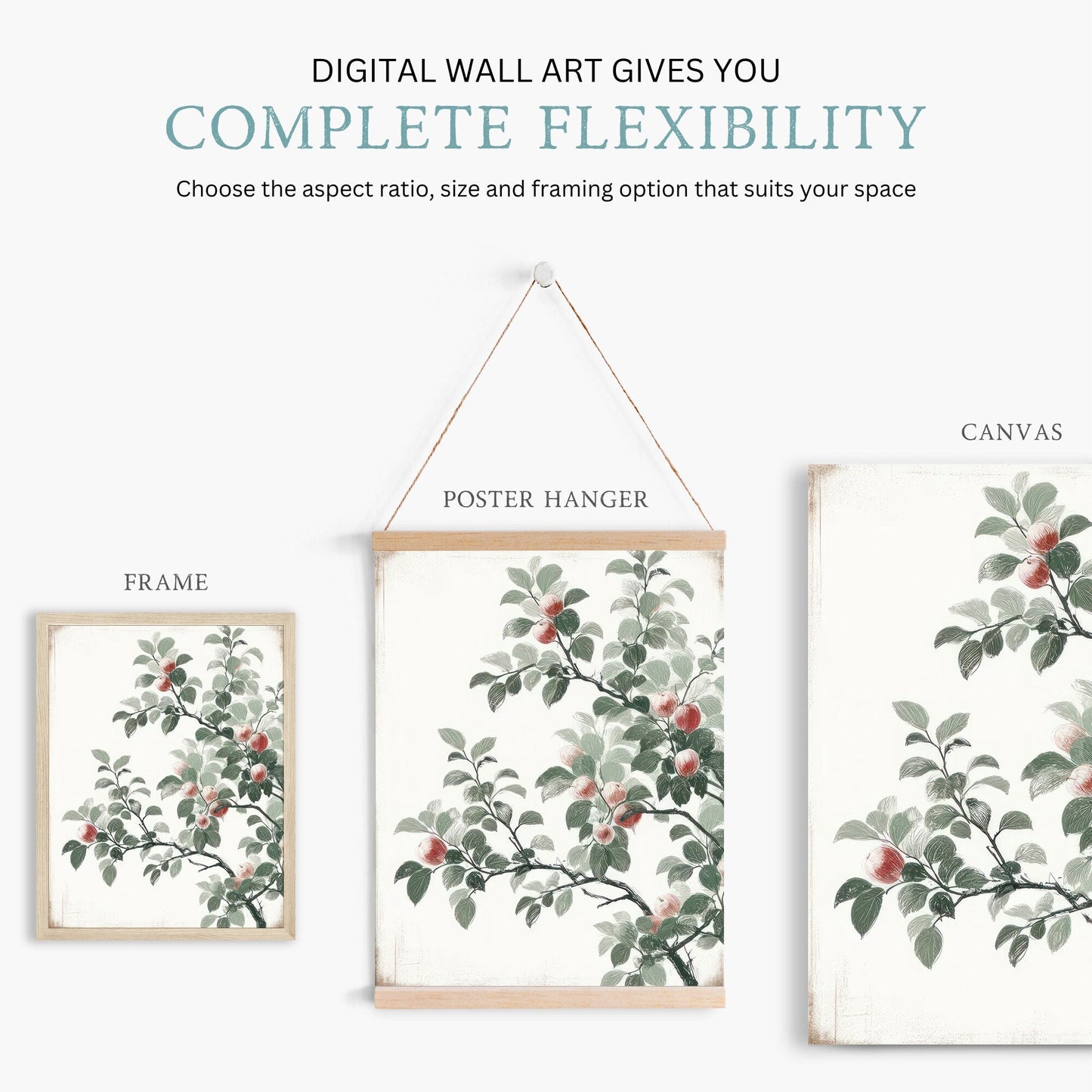 Apple Tree Print, Rustic Kitchen Wall Decor, Nature Artwork - WildfieldPrints