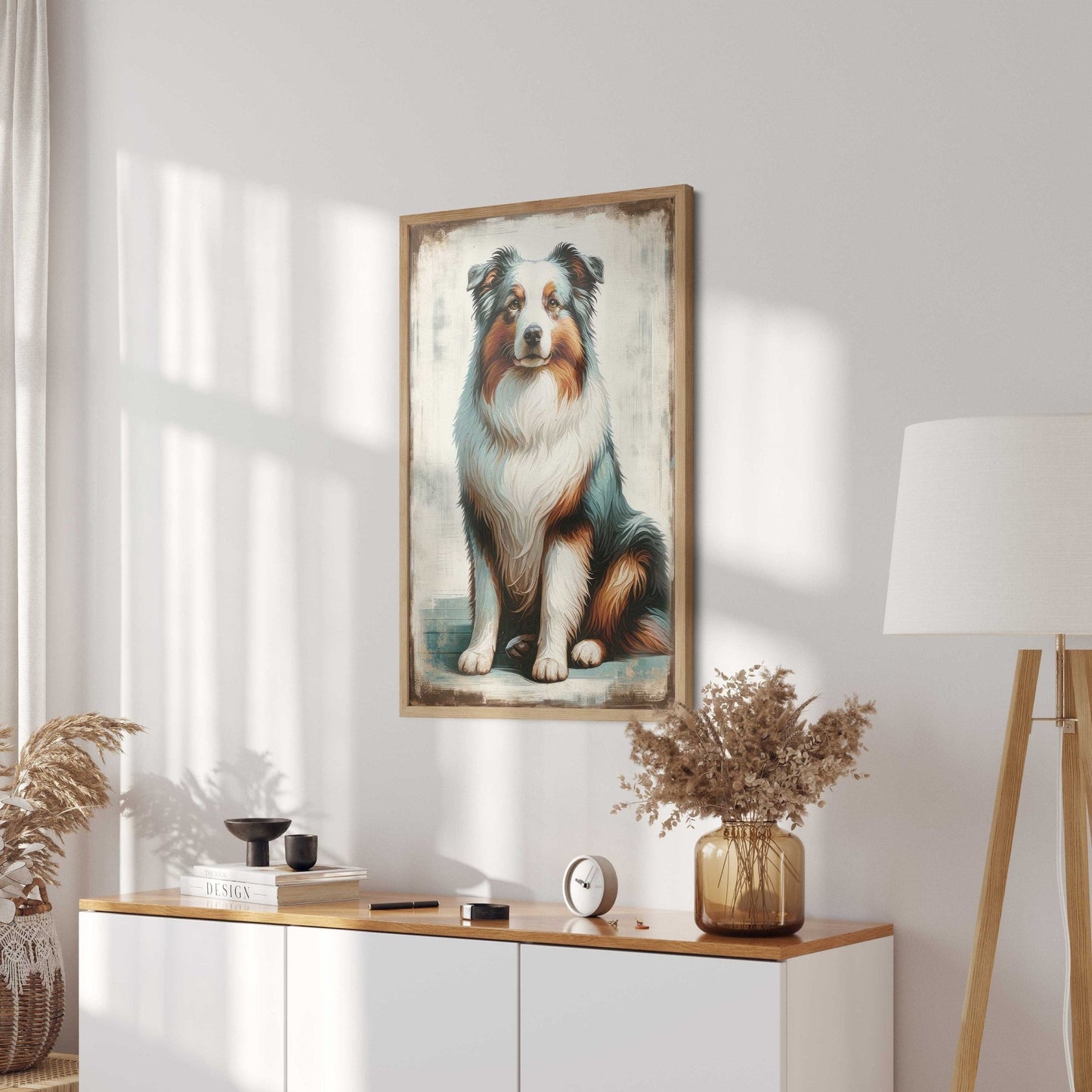 Australian Shepherd Art Print, Vintage Dog Portrait, Perfect Gift - WildfieldPrints