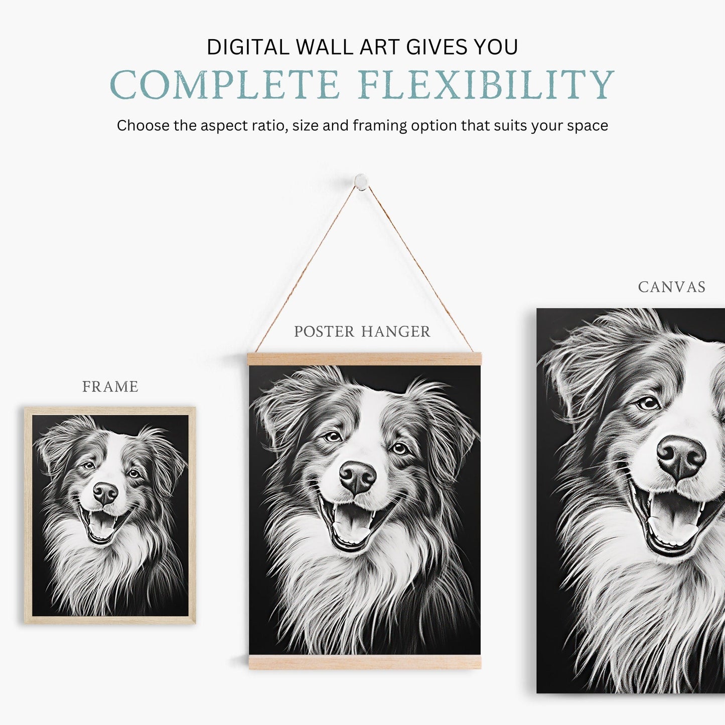 Australian Shepherd Wall Art, Rustic Dog Decor, Aussie Owner Gift - WildfieldPrints