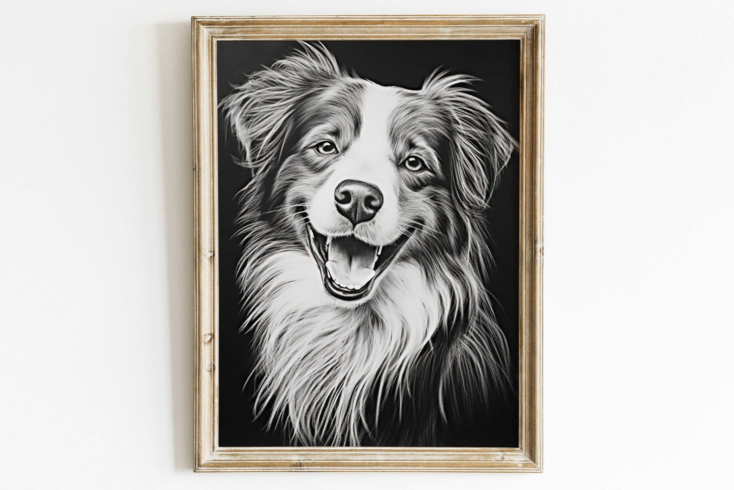 Australian Shepherd Wall Art, Rustic Dog Decor, Aussie Owner Gift - WildfieldPrints
