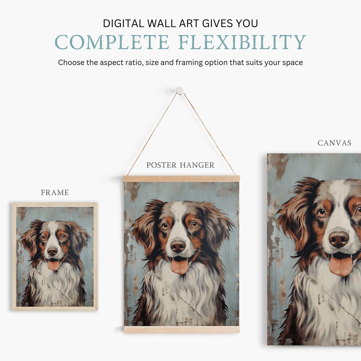 Australian Shepherd Wall Art, Unique Dog Lover Gift, Pet Decor - WildfieldPrints