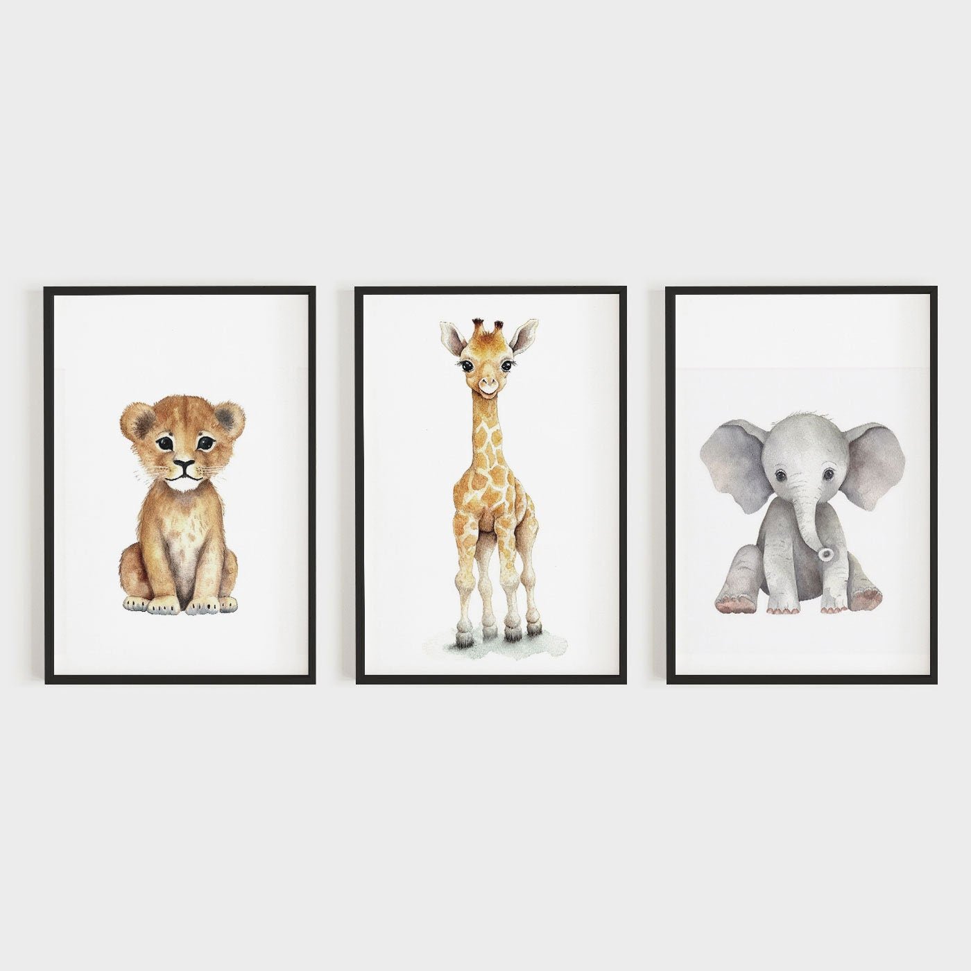 Baby Animal Wall Art, Safari Nursery Decor, Playroom or Bedroom Prints - WildfieldPrints