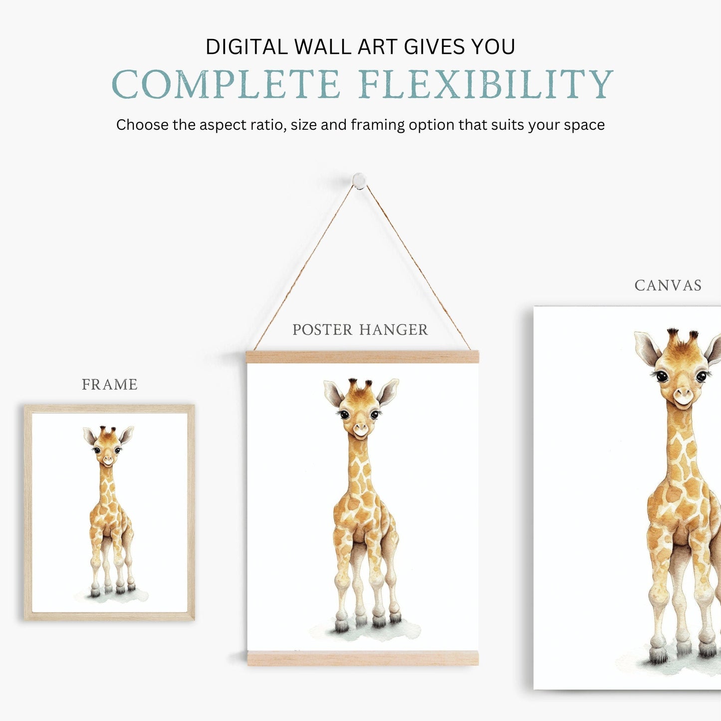 Baby Animal Wall Art, Safari Nursery Decor, Playroom or Bedroom Prints - WildfieldPrints