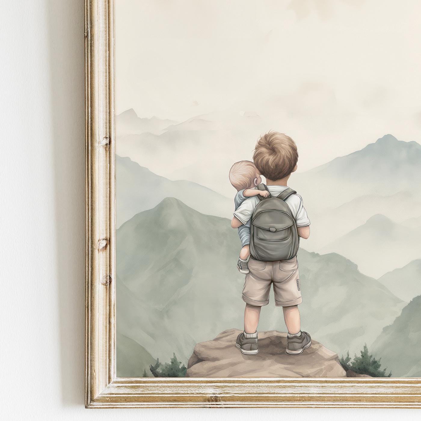 Baby Brother Adventure Art, Brother Decor, Newborn Gift, Mountain Print - WildfieldPrints