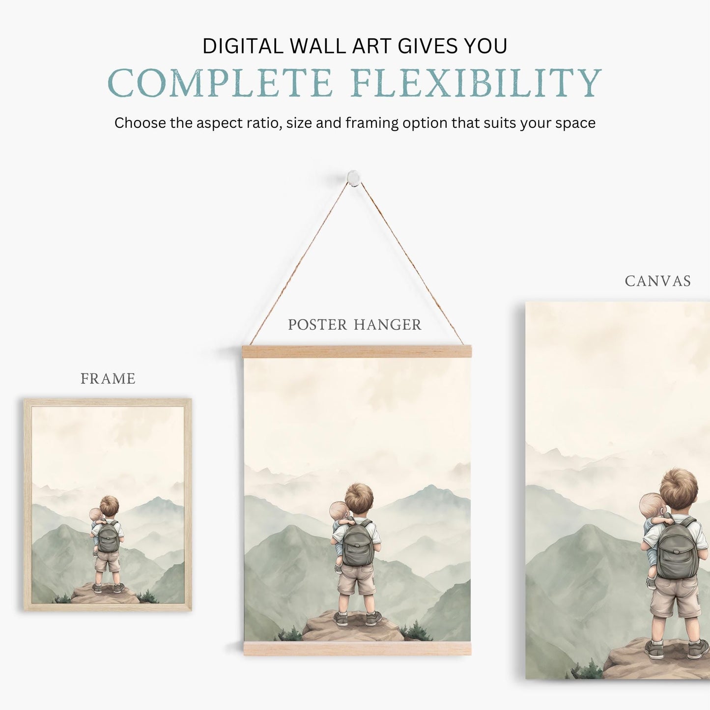 Baby Brother Adventure Art, Brother Decor, Newborn Gift, Mountain Print - WildfieldPrints