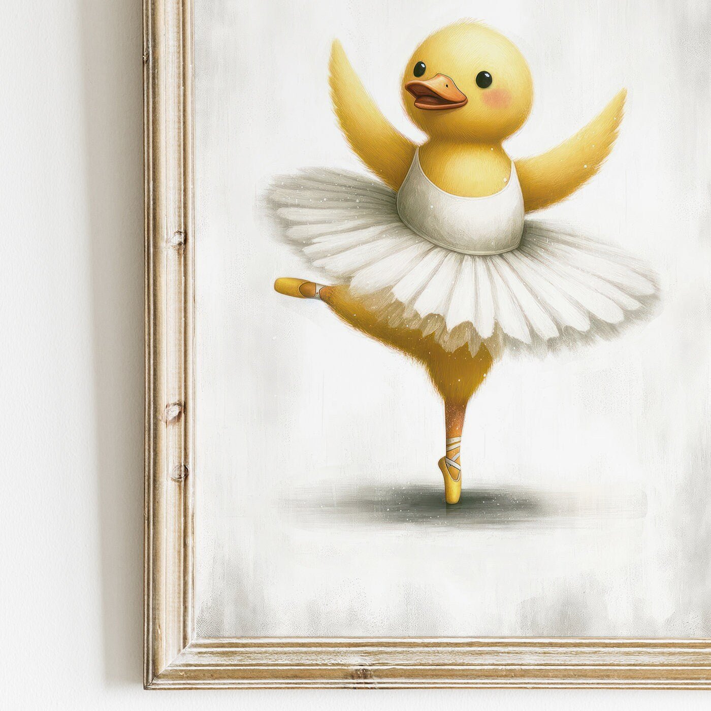 Baby Duck Nursery Decor, Whimsical Yellow Print, Dancing Duck Art - WildfieldPrints