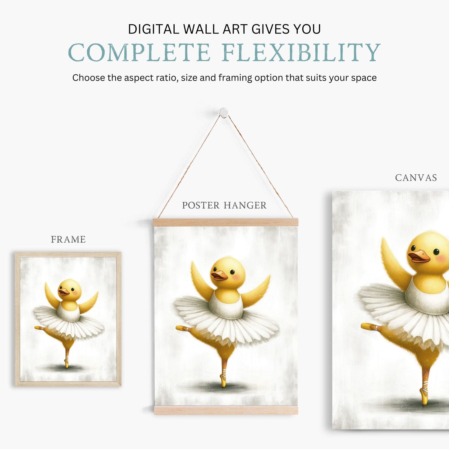 Baby Duck Nursery Decor, Whimsical Yellow Print, Dancing Duck Art - WildfieldPrints