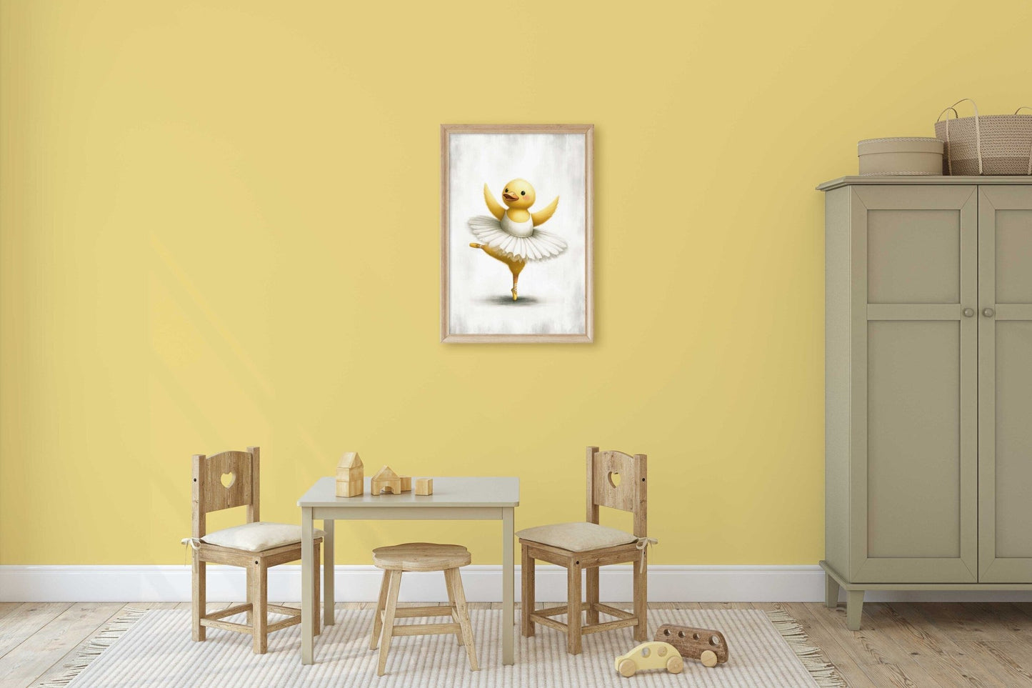 Baby Duck Nursery Decor, Whimsical Yellow Print, Dancing Duck Art - WildfieldPrints