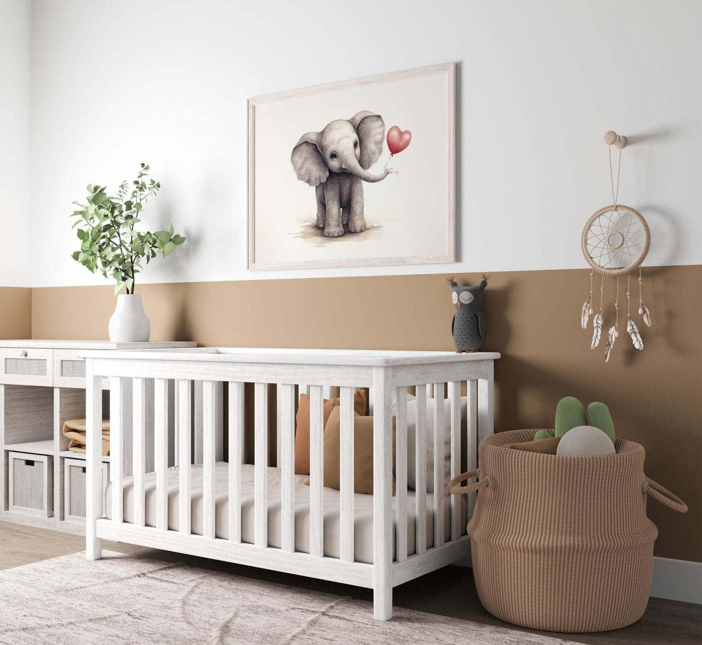 Baby Elephant Art, Elephant with Balloon, Safari Nursery Decor - WildfieldPrints