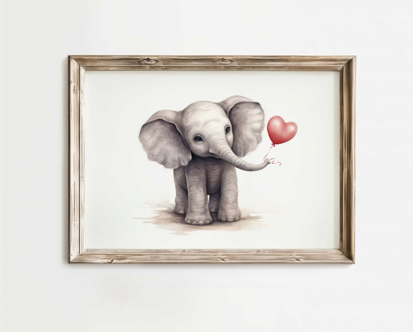 Baby Elephant Art, Elephant with Balloon, Safari Nursery Decor - WildfieldPrints