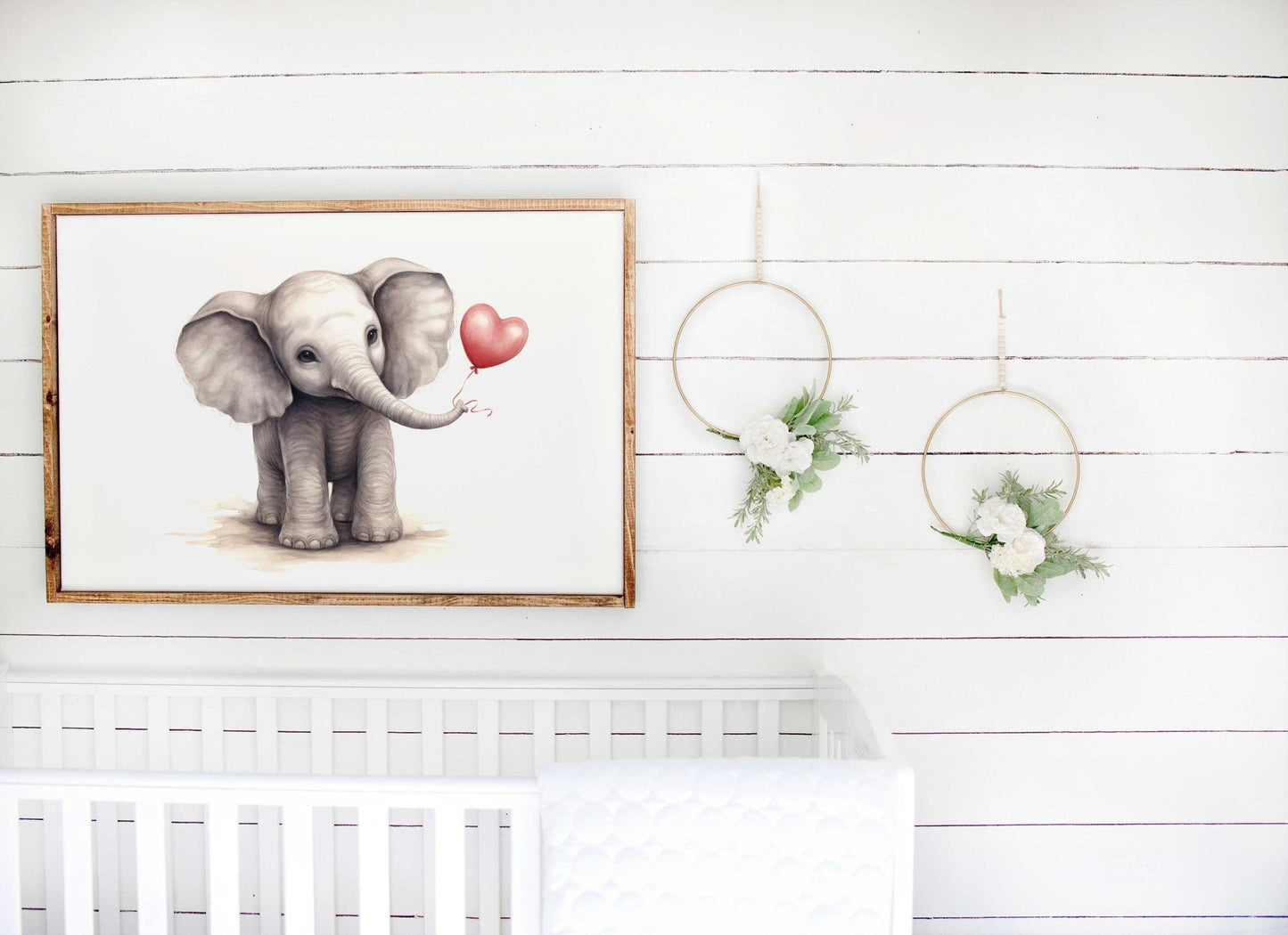 Baby Elephant Art, Elephant with Balloon, Safari Nursery Decor - WildfieldPrints