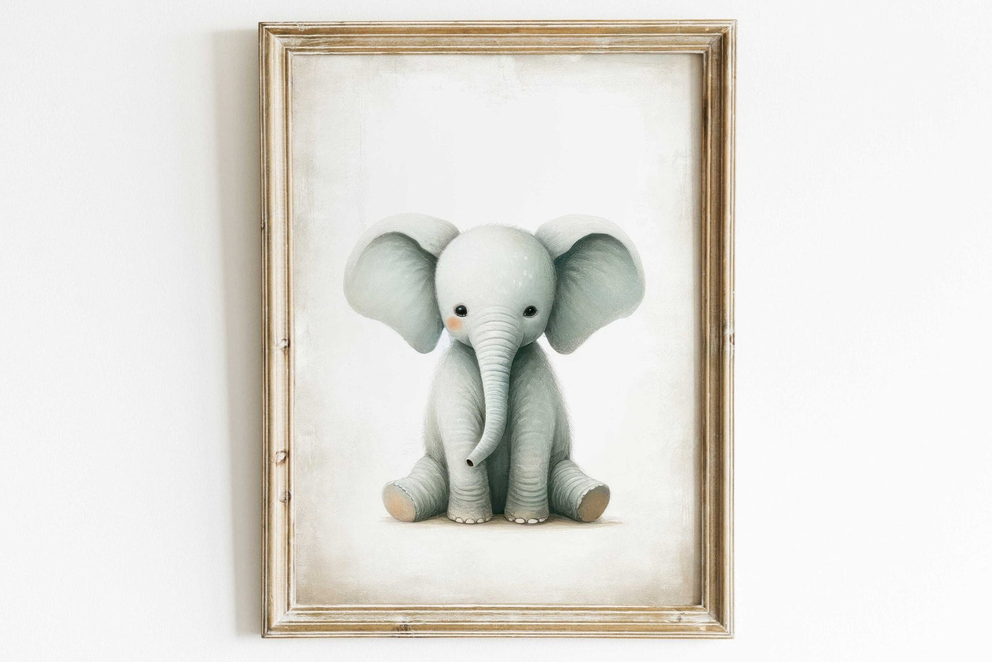 Baby Elephant Wall Art, Safari Animal Decor, Vintage Nursery Style - WildfieldPrints