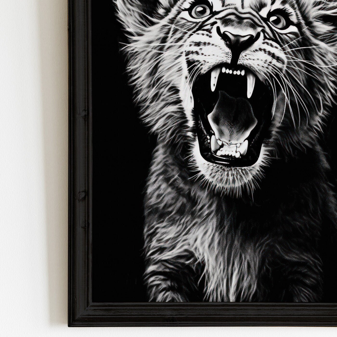 Baby Lion Nursery Art, Cute Safari Room Decor, Roaring Lion Cub Print - WildfieldPrints