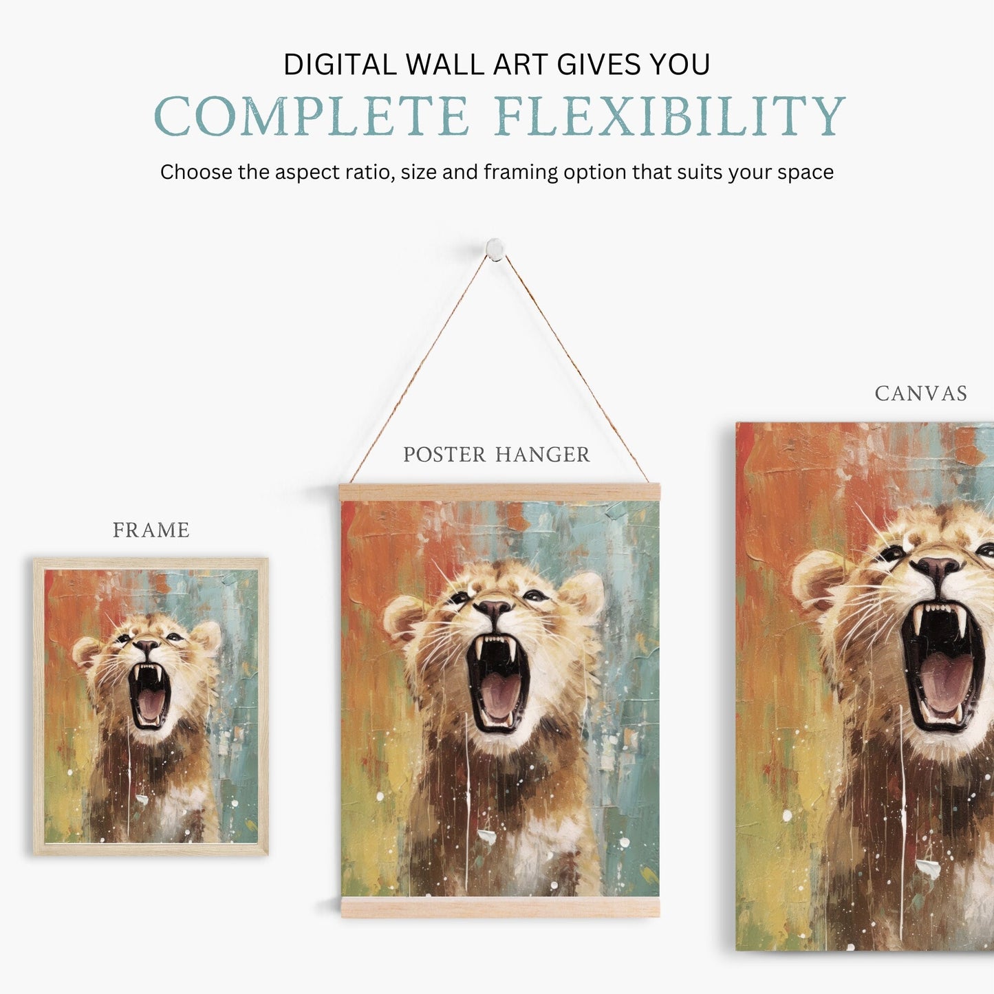 Baby Lion Nursery Wall Art, Cute Animal Room Decor, Safari Theme - WildfieldPrints