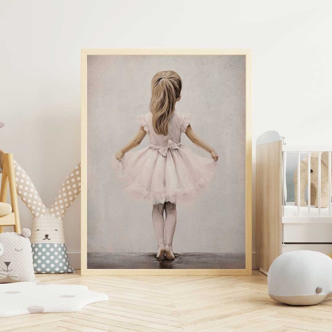 Ballerina Nursery Decor, Pink Room Art, Ballet Dancer Wall Print - WildfieldPrints