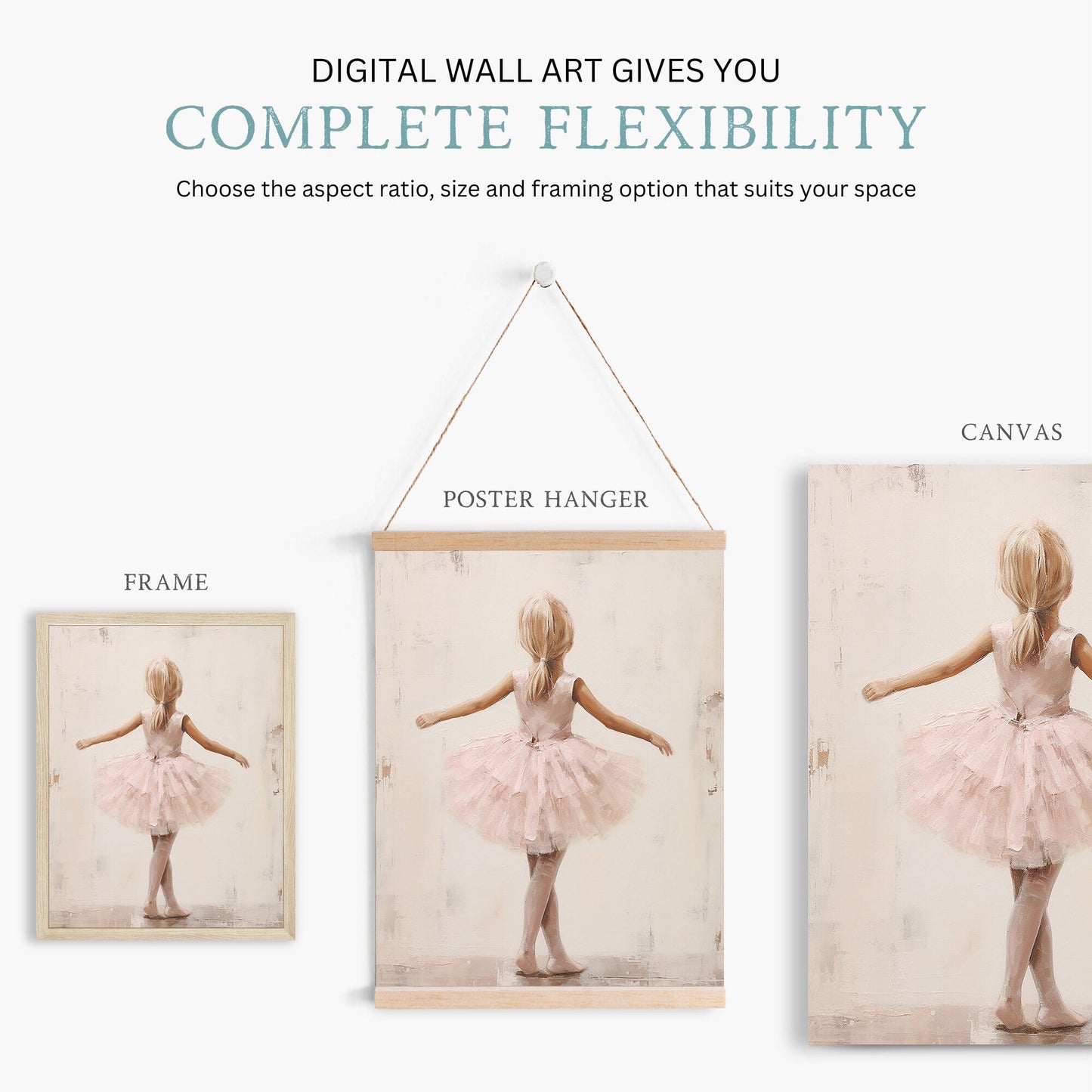 Ballet Dancer Art, Ballerina Room Decor for Girls, Pink Wall Print - WildfieldPrints