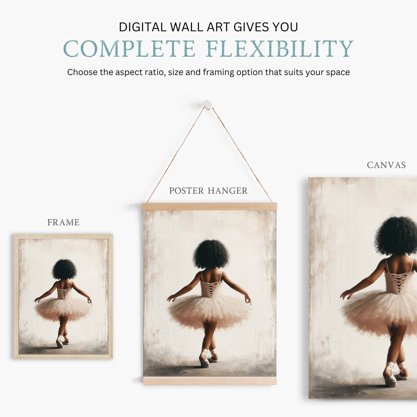 Ballet Nursery Art, Ballerina Decor for Girls, African - American Print - WildfieldPrints